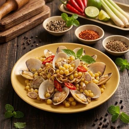 Ngao sần xào ngô hành